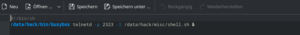 Telnet startet mit einem Shellskript dahinter. Vielversprechend!